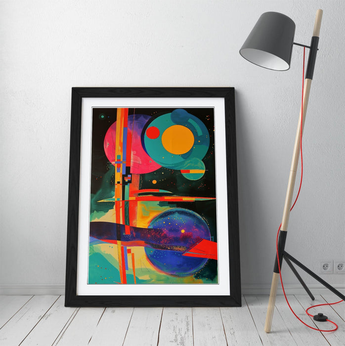 Abstract Sci Fi Wall Art - Multi Colour Planet Poster Print | Framed, Ready To Hang