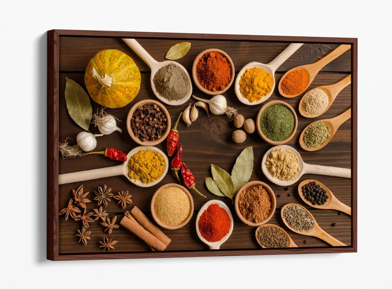Canvas Wall Art - Herbs And Spices Wooden Spoon Print | Kitchen Wall Decor, Ready To Hang