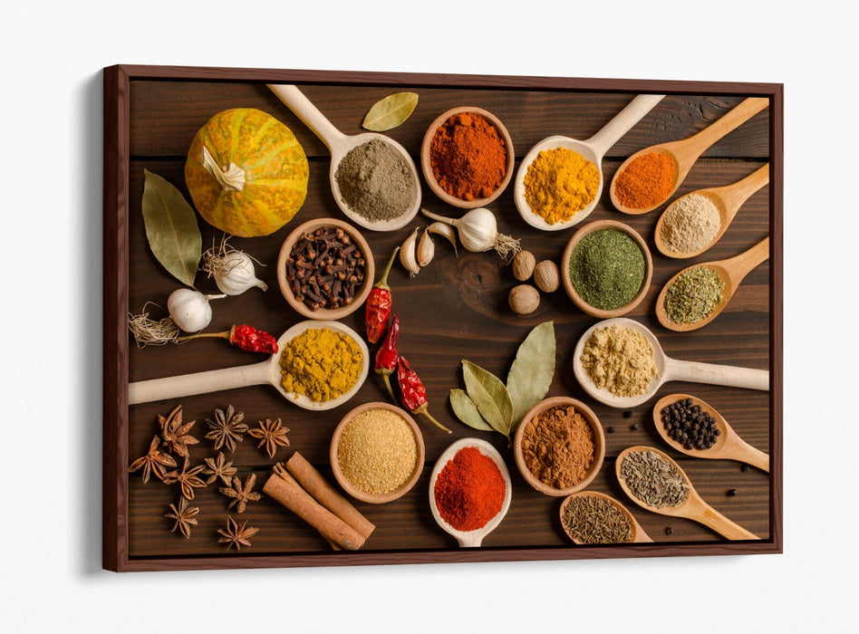 Canvas Wall Art - Herbs And Spices Wooden Spoon Print | Kitchen Wall Decor, Ready To Hang