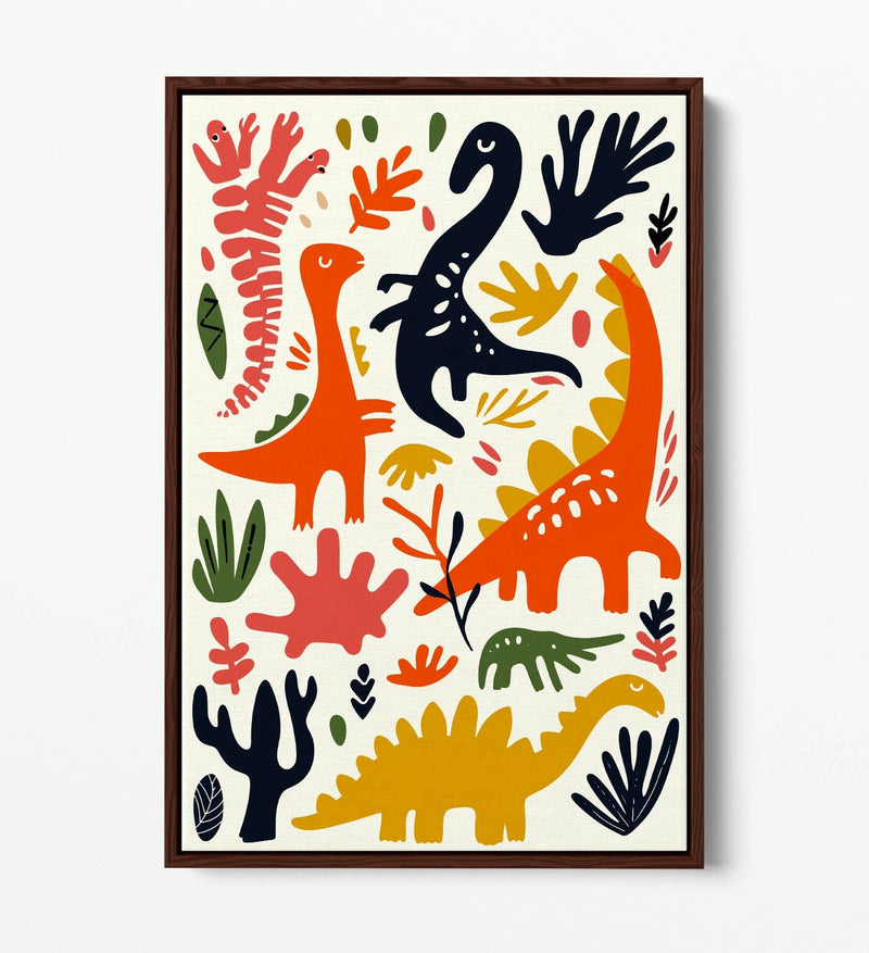 Dinosaur Canvas Art - Colorful Kids Wall Decor | Float Effect Canvas Print