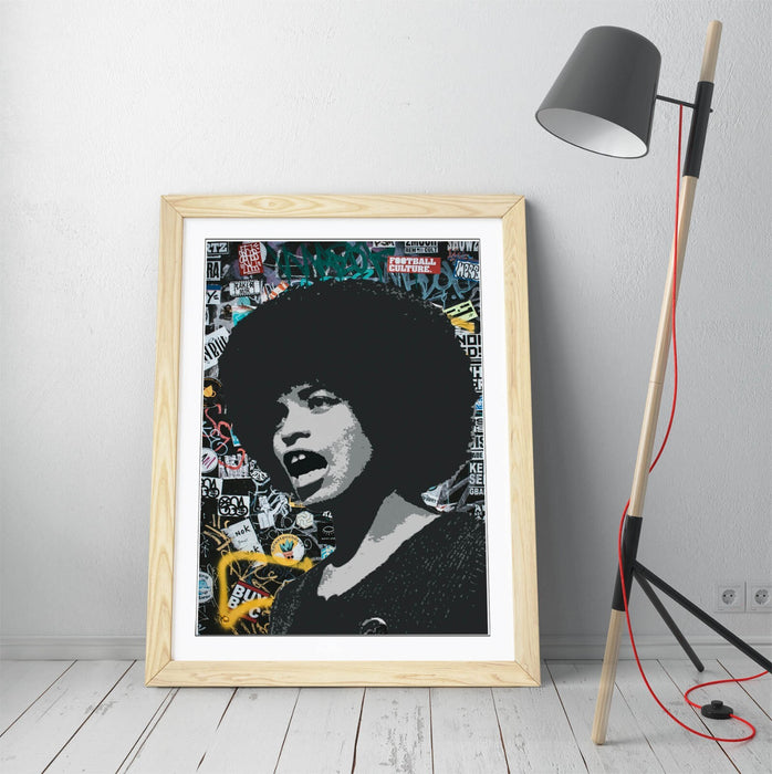 ANGELA DAVIS ACTIVIST GRAFFITI -ART FRAMED POSTER PICTURE PRINT ARTWORK BANKSY