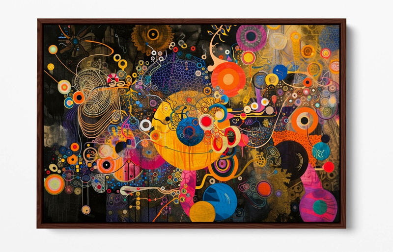 Float Effect Canvas Art - Abstract Multi Colour Artwork on Custom Deep Frame