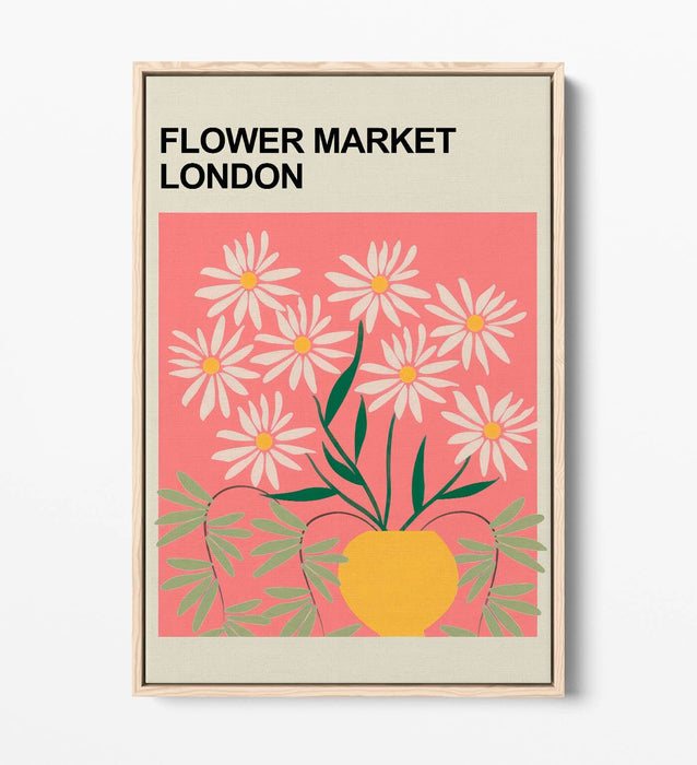 Floral Canvas Art – Flower Market Print | Contemporary Float Effect Canvas Wall Decor