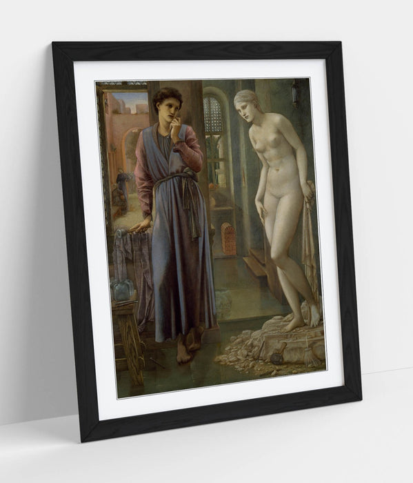 Framed Wall Art Poster – Edward Burne Jones Pygmalion Art Print with Woodgrain Frame