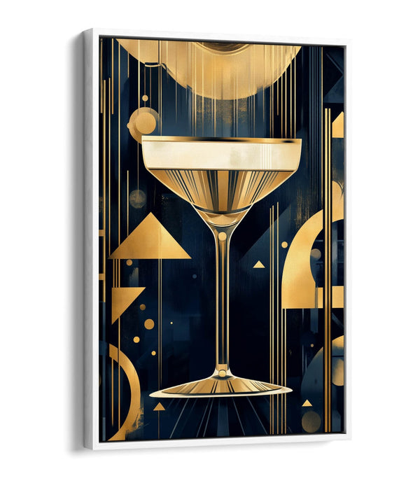 Art Deco Canvas – Classy Champagne Glass Float Effect Canvas Wall Art Print