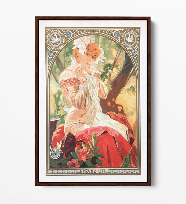 Canvas Wall Art - Alphonse Mucha Sarah Bernhardt Float Effect Print on Custom MDF Frame
