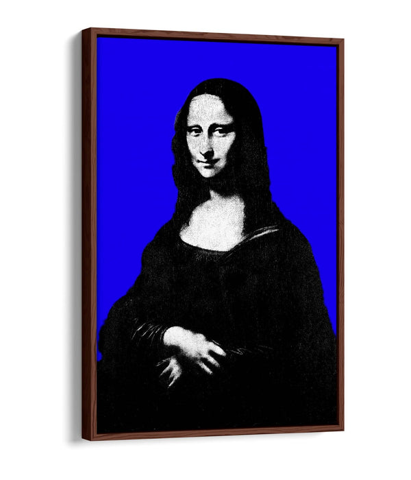 MONA LISA POP ART DA VINCI BLUE BACKGROUND -FLOAT EFFECT CANVAS WALL ART PRINT