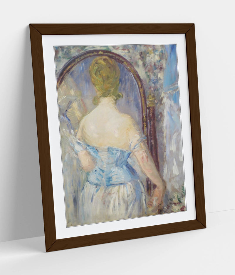 Framed Art Poster - Woman Before Mirror Art Print | UK Made Natural Wood Frame