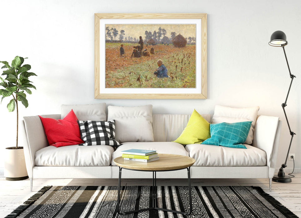 Framed Wall Art - Emile Claus Gathering Grain Painting Print 4 Sizes Ready To Hang