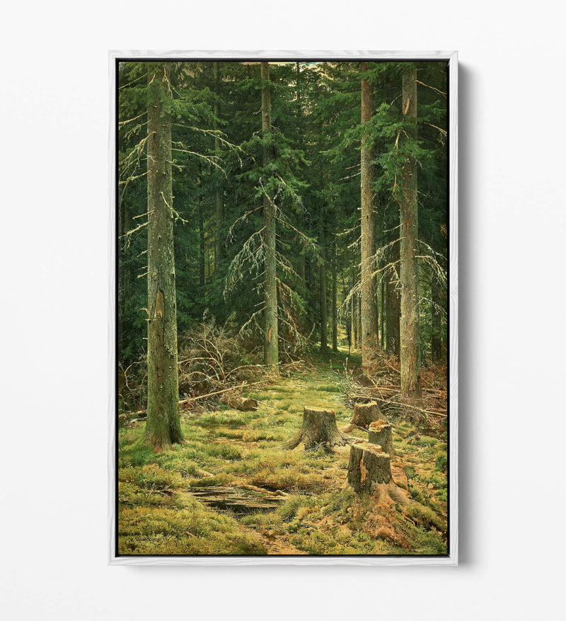 Canvas Wall Art - Ivan Shishkin Coniferous Forest Float Effect Canvas Print