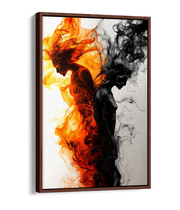 Fire And Smoke Canvas - Handmade Float Effect Art With Premium Varnish Finish