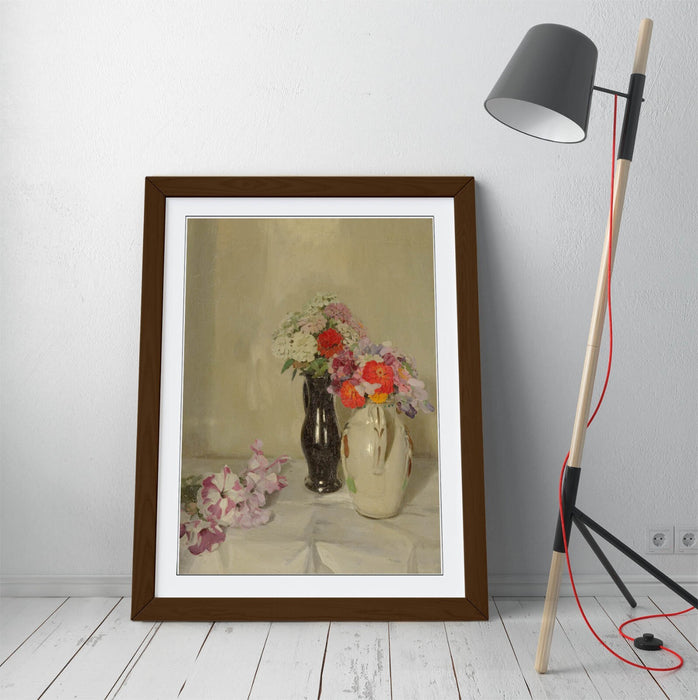 Framed Wall Art Featuring William Nicholson Zinnias - Handmade UK Print