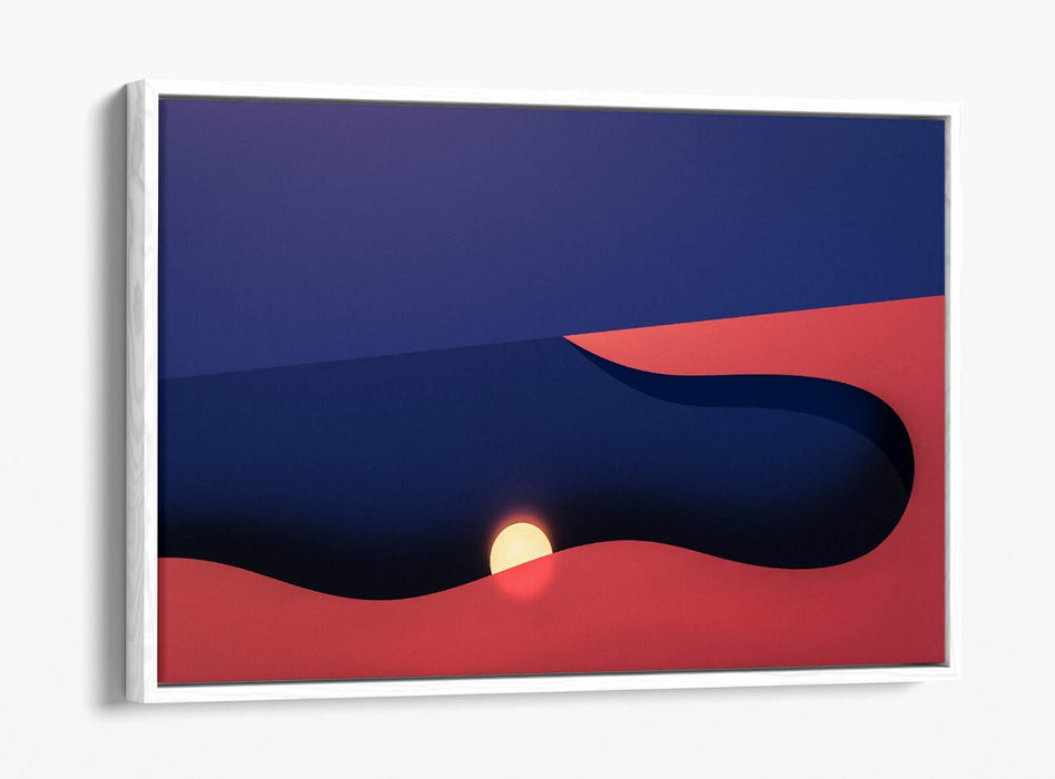 Float Effect Canvas Art – Blue Pink Sunset Abstract Print on Custom Deep Frame