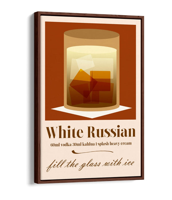 White Russian Cocktail Poster - Float Effect Canvas Wall Art, Ready To Hang