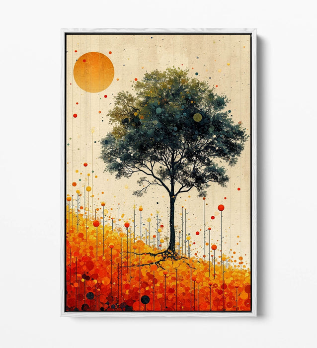 Abstract Canvas Art - Orange Bubbles Tree | Float Effect Canvas Wall Art