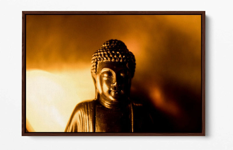 Buddha Canvas Art – Gold Buddha Statue Print With Float Effect Canvas