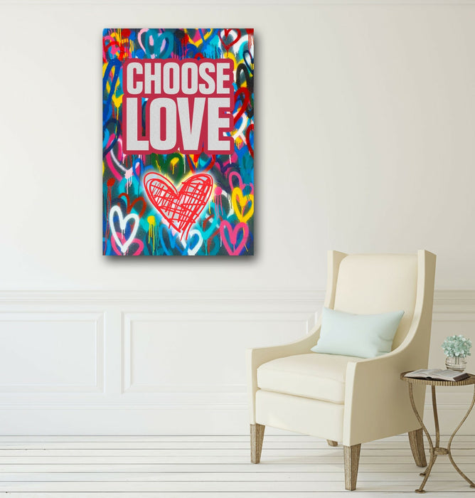 Canvas Wall Art - Choose Love Heart Wall Decor | Framed Print, Ready to Hang