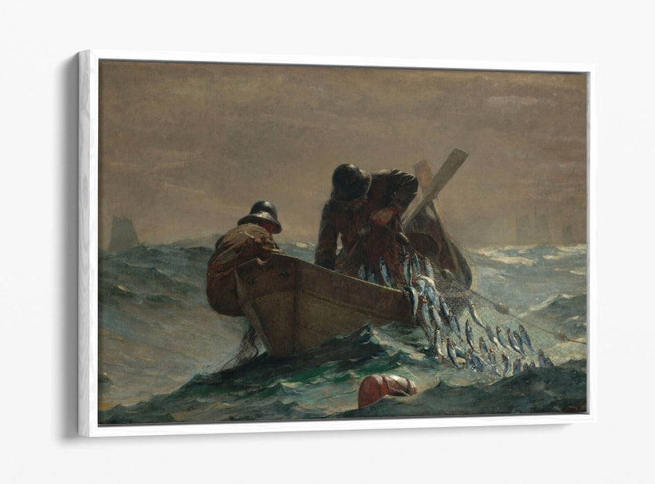WINSLOW HOMER, THE HERRING NET -FLOAT EFFECT CANVAS WALL ART PRINT