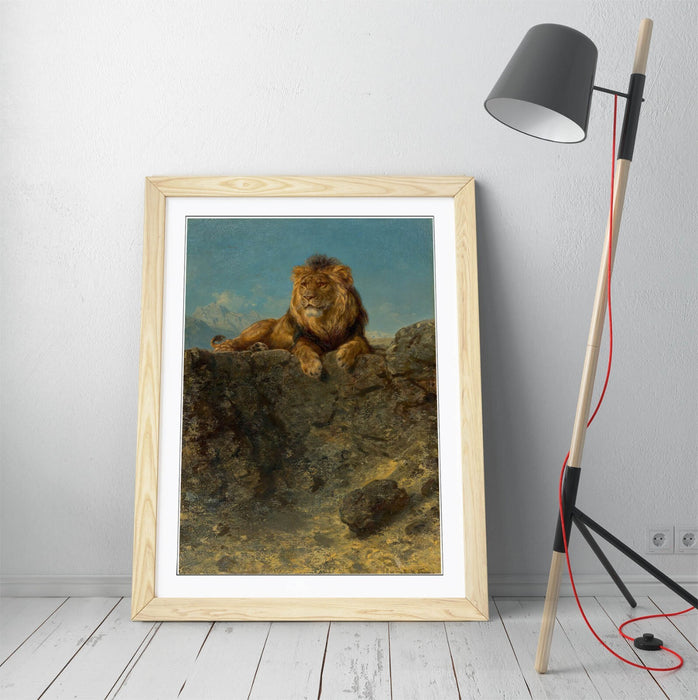 LUDWIG KNAUS, ENTHRONED LION -FRAMED WALL ART POSTER PRINT 4 SIZES