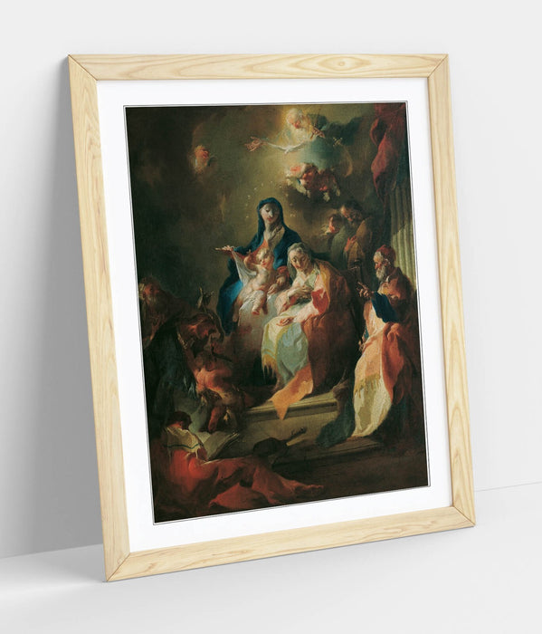 Framed Wall Art – Franz Maulbertsch Holy Kin Painting | Natural Wood Frame