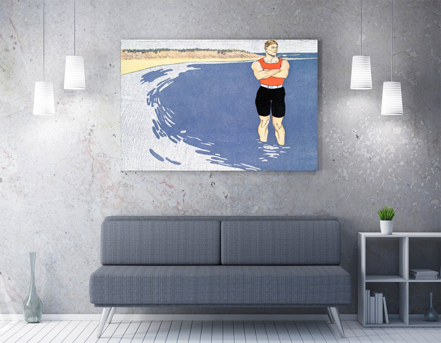 Canvas Wall Art - Man Standing in the Sea by Edward Penfield | Premium Varnish Finish
