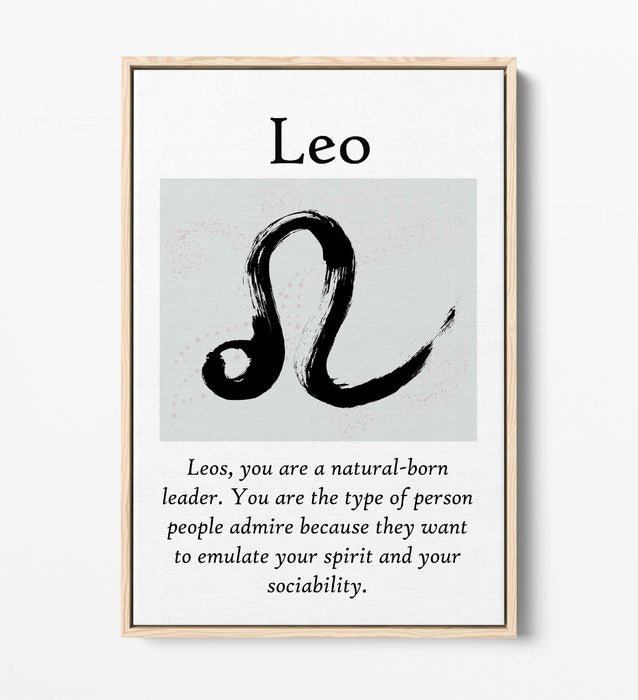 LEO STAR SIGN ZODIAC ASTROLOGY QUOTE -FLOAT EFFECT CANVAS WALL ART PRINT