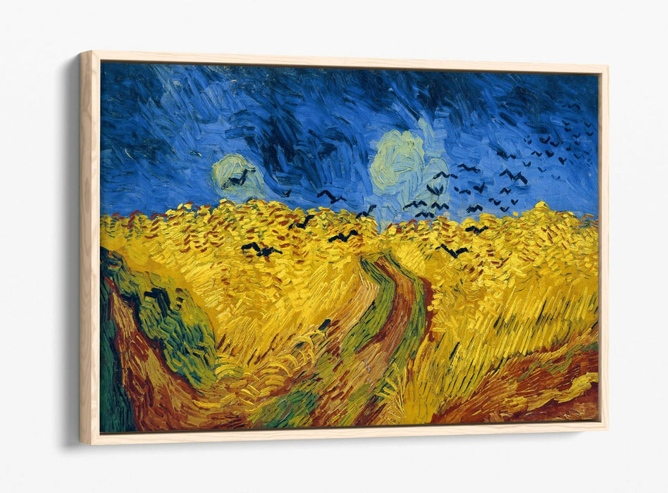 VAN GOGH WHEATFIELD WITH CROWS -FLOAT EFFECT CANVAS WALL ART PIC PRINT- BLUE