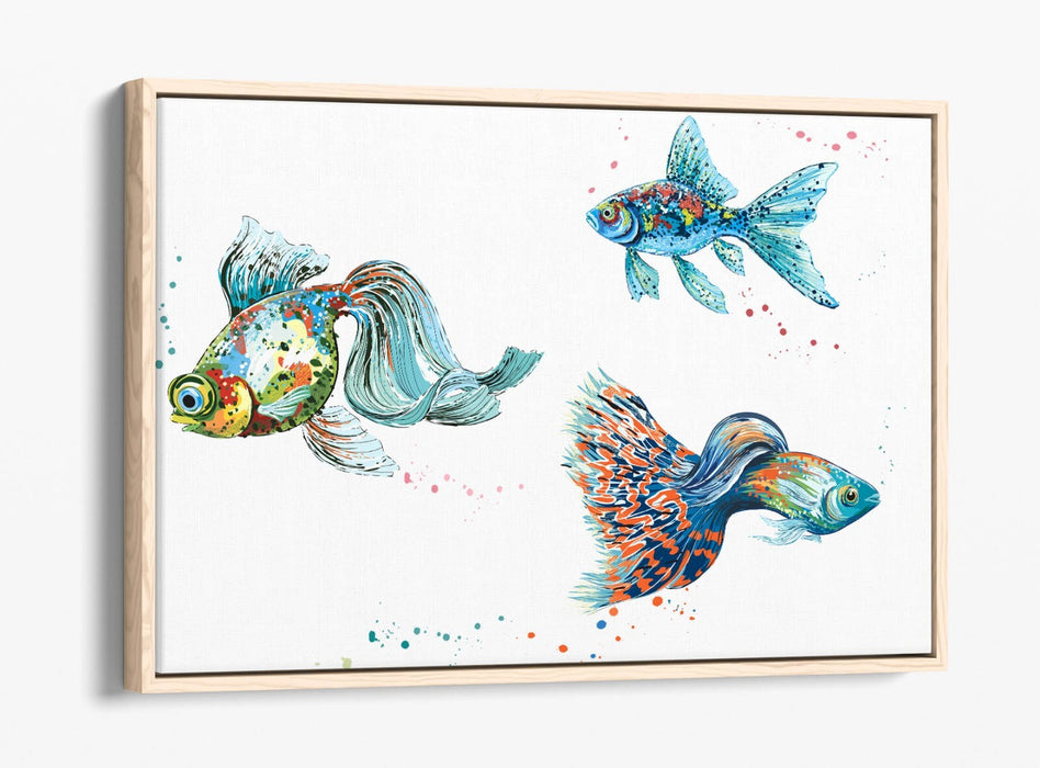 Watercolour Fish Canvas - Float Effect Wall Art Print With Premium Varnish Finish