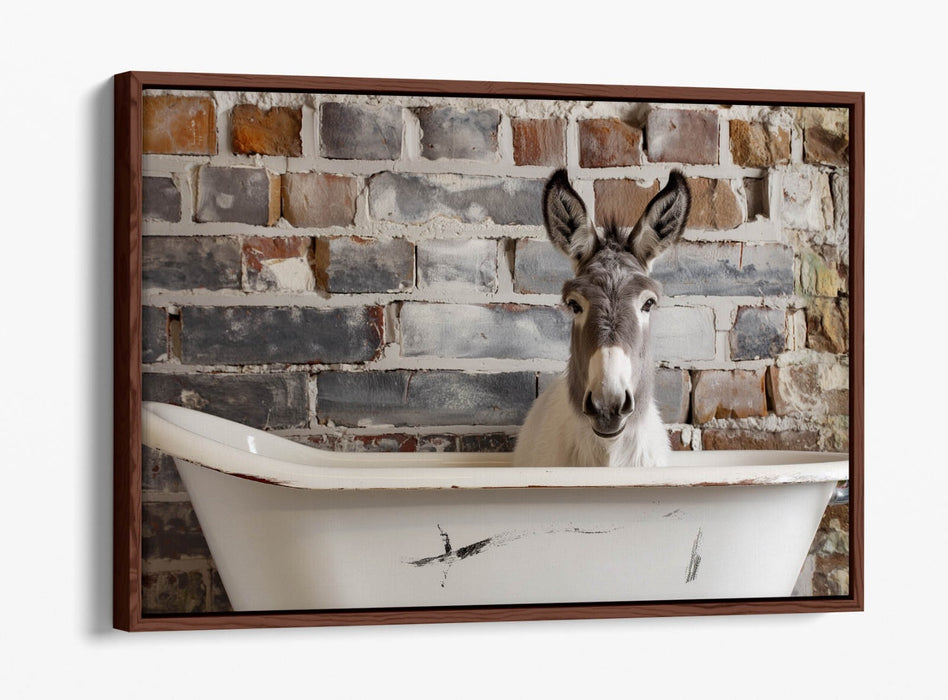 Canvas Art Print – Donkey Bathtub Wall Art With Float Effect Frame, Handmade UK