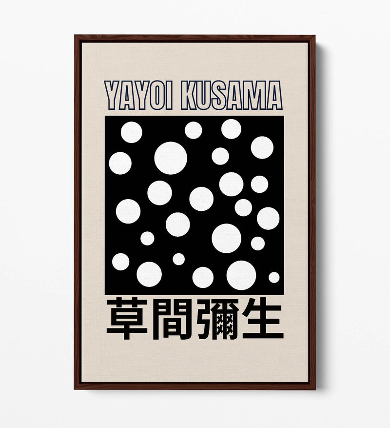 Canvas Art Print – Contemporary Black and White Polka Dot Decor with Float Effect Frame