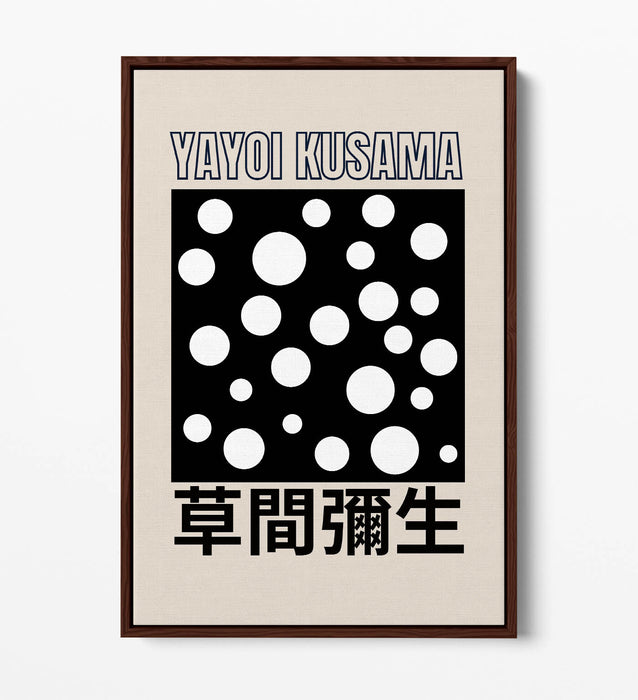 Canvas Art Print – Contemporary Black and White Polka Dot Decor with Float Effect Frame