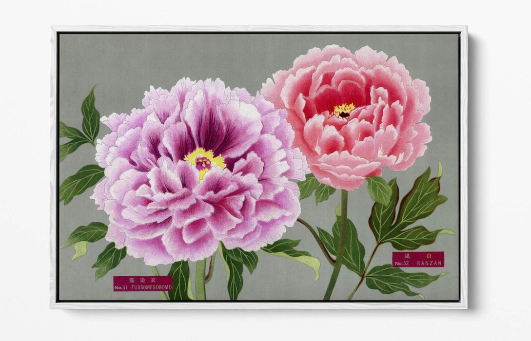 Vintage Canvas Wall Art – Peony Flower Print with Pink Purple Flowers | Handmade Canvas Print