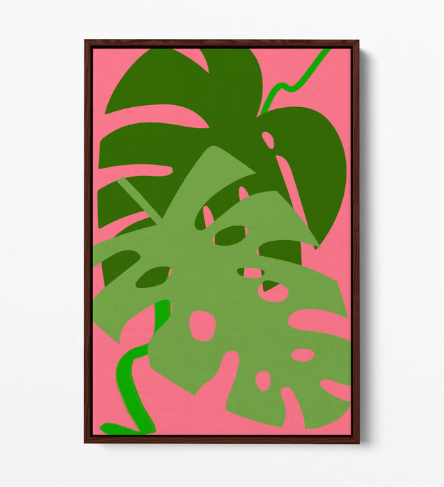 MONSTERA LEAVES BOTANICAL TRENDY MINIMALIST -FLOAT EFFECT CANVAS WALL ART PRINT