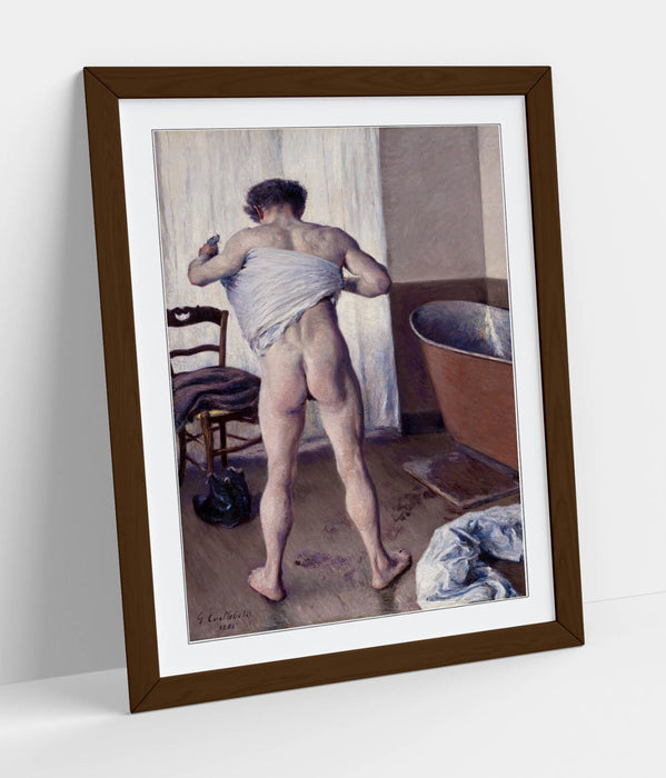 Framed Wall Art Poster - Gustave Caillebotte Man At His Bath, Matte Paper Print