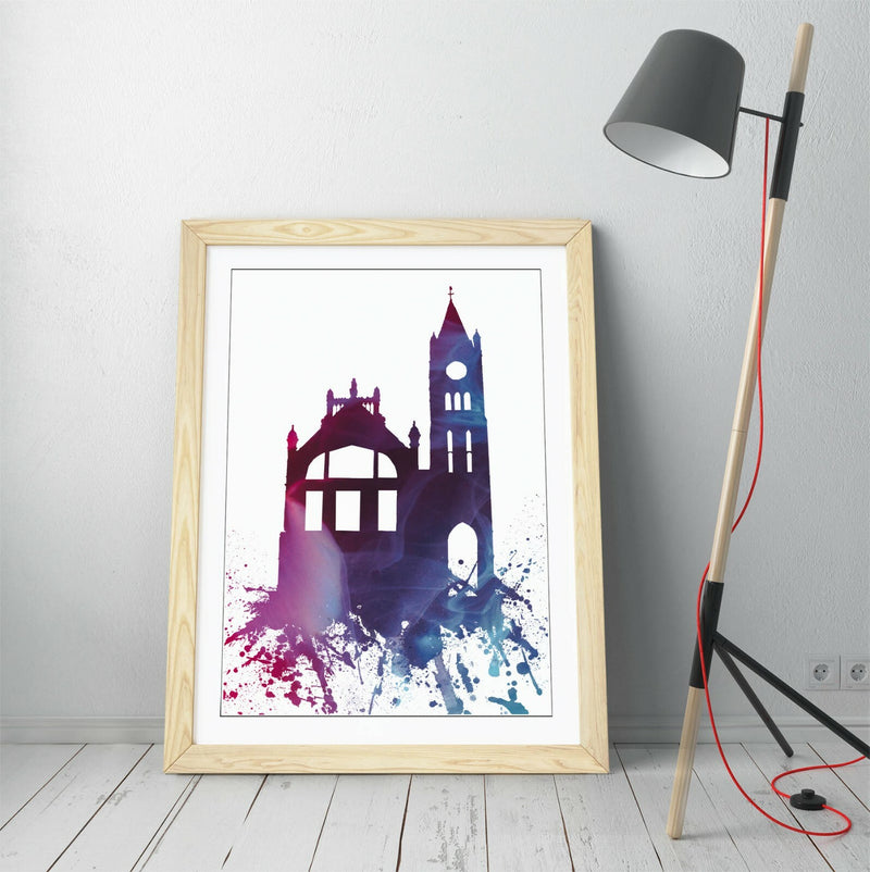 Framed Wall Art - Derry Guildhall Print | Handmade UK Art, Natural Wood Frame
