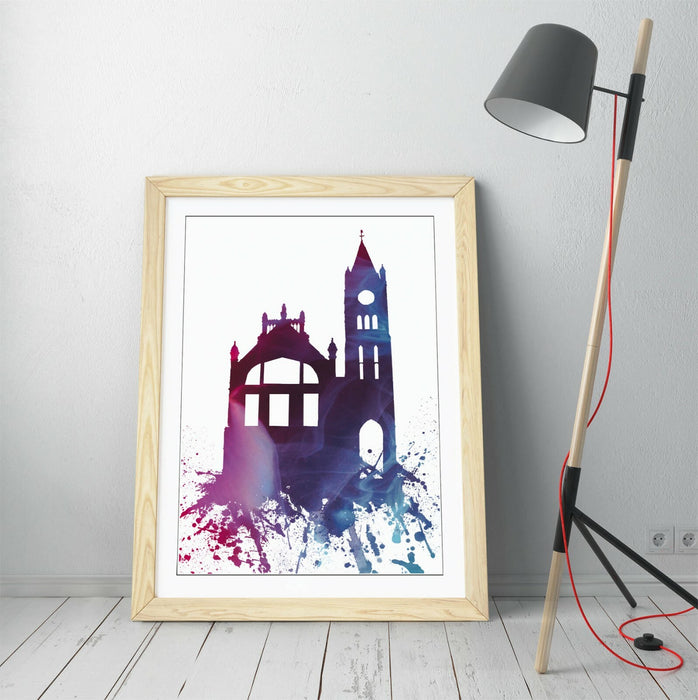 DERRY CITY GUILDHALL SPLASH ART, DERRY GIRLS -FRAMED WALL ART PICTURE PRINT