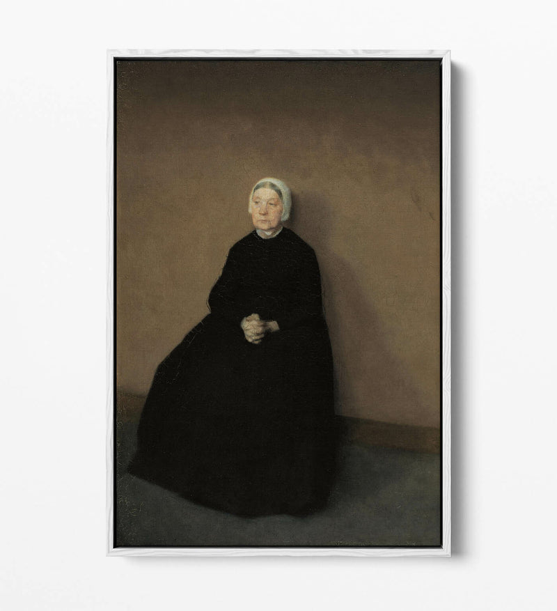 Canvas Wall Art Print - Vilhelm Hammershoi Old Woman | Float Effect, Premium Frame