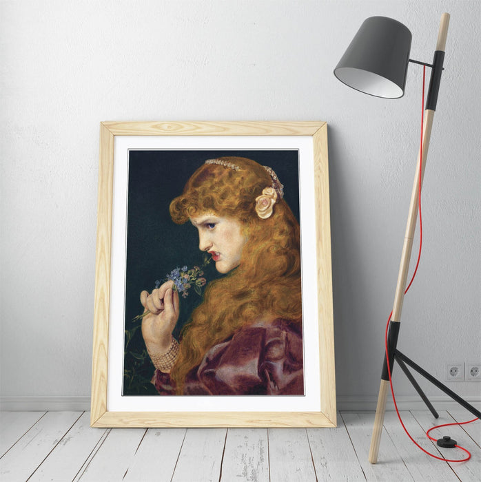 Framed Wall Art Featuring Frederick Sandys Print - Love's Shadow Artwork in Natural Wood Frame