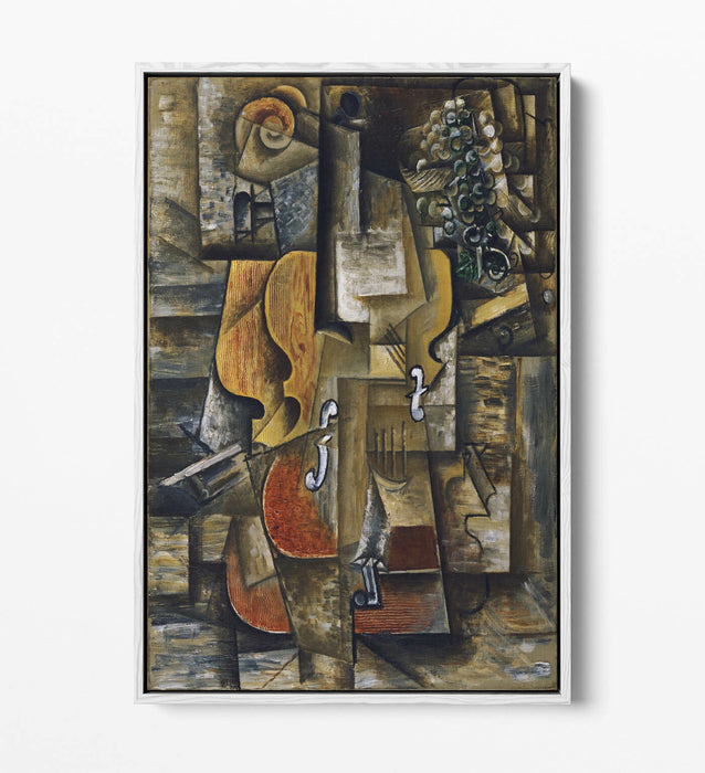 Picasso Canvas Wall Art - Float Effect Canvas Violin Grape Painting on MDF Frame