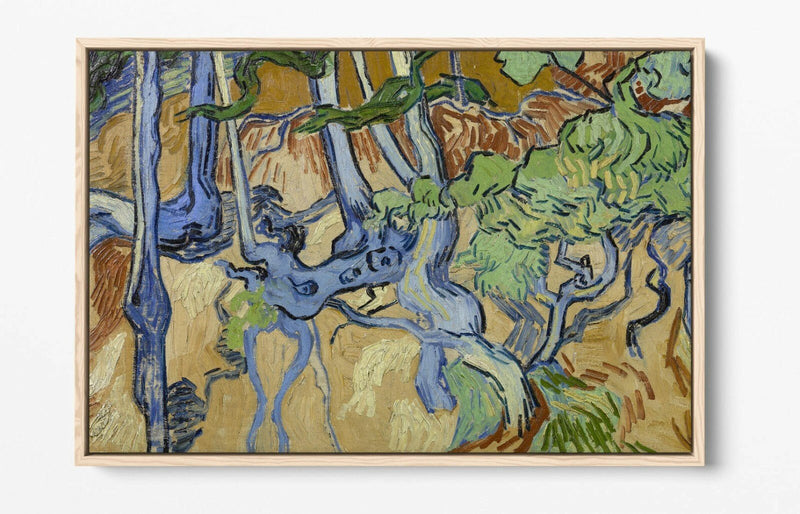 Float Effect Canvas Art – Vincent Van Gogh Tree Roots Painting on 30mm Deep Frame