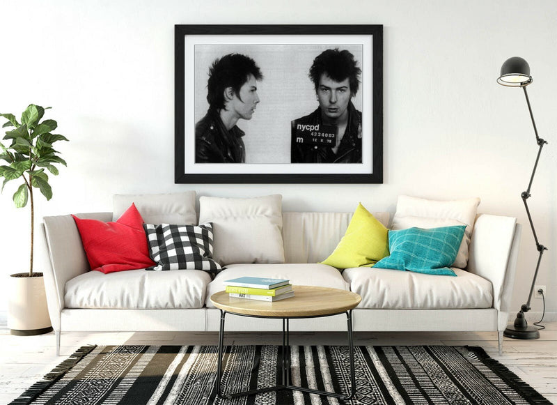Sid Vicious Poster - Framed Art Print | Black and White Punk Rock Wall Art