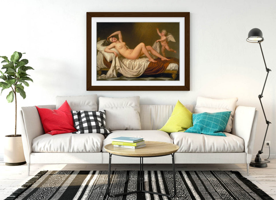 Framed Wall Art Poster – Danae Painting Print With Woodgrain Frame & Archival Ink