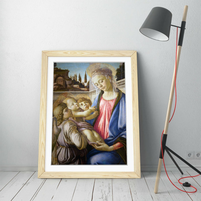 Framed Artwork Print - Botticelli Virgin Painting With Two Angels | Handmade UK Frames