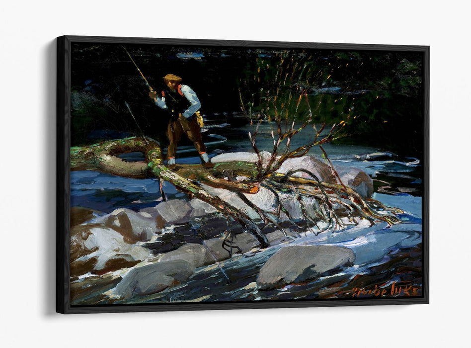 Canvas Wall Art - George Benjamin Luks Trout Fishing Painting | Premium Float Effect Frame