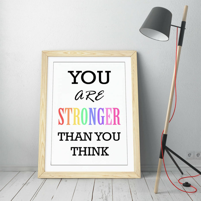 "YOU ARE STRONGER" MOTIVATIONAL QUOTE SLOGAN -FRAMED WALL ART PICTURE PRINT