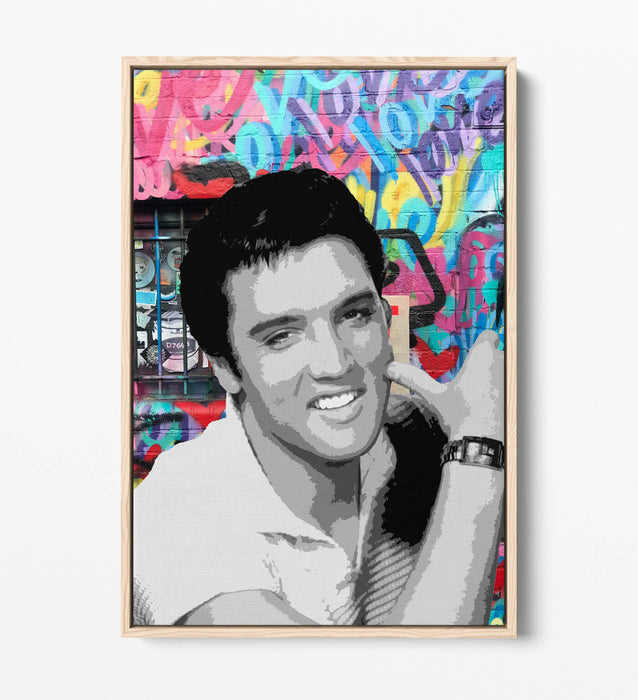 ELVIS PRESLEY GRAFFITI -FLOAT EFFECT CANVAS WALL ART PIC PRINT