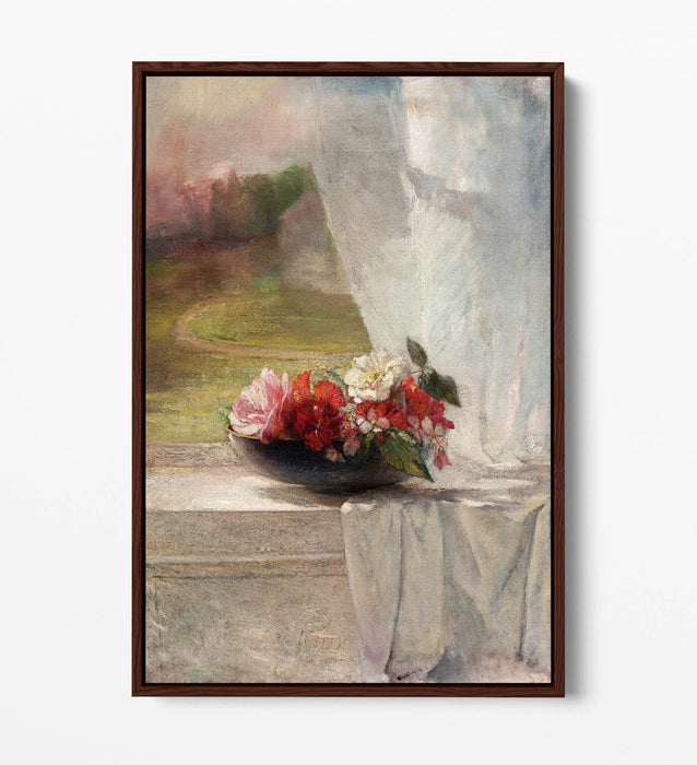 Float Effect Canvas Art – Flowers on Window Ledge | Premium Handmade Wall Decor
