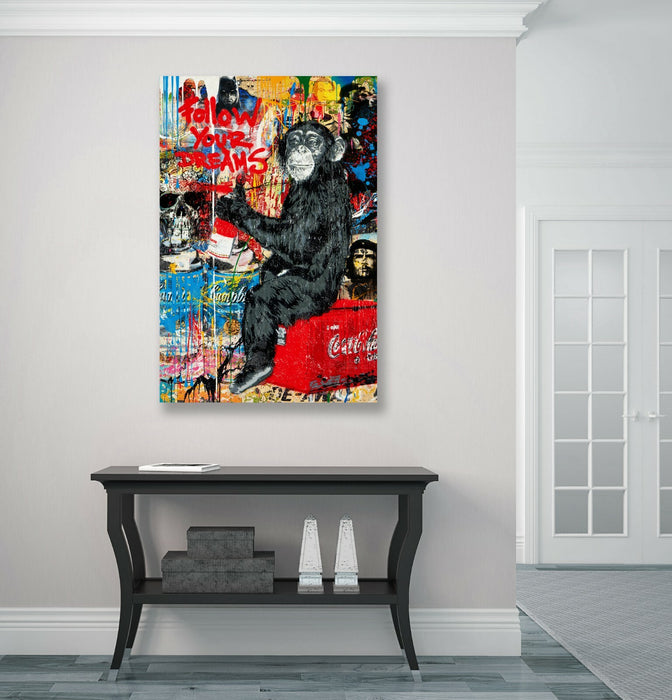 GRAFFITI FOLLOW YOUR DREAMS CANVAS WALL ART PRINT ARTWORK BRAINWASH BANKSY STYLE