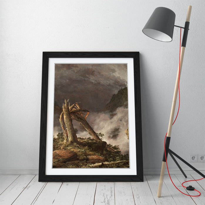 Framed Art Poster With Woodgrain Frame Finish – Mountain Landscape Artwork 4 Sizes