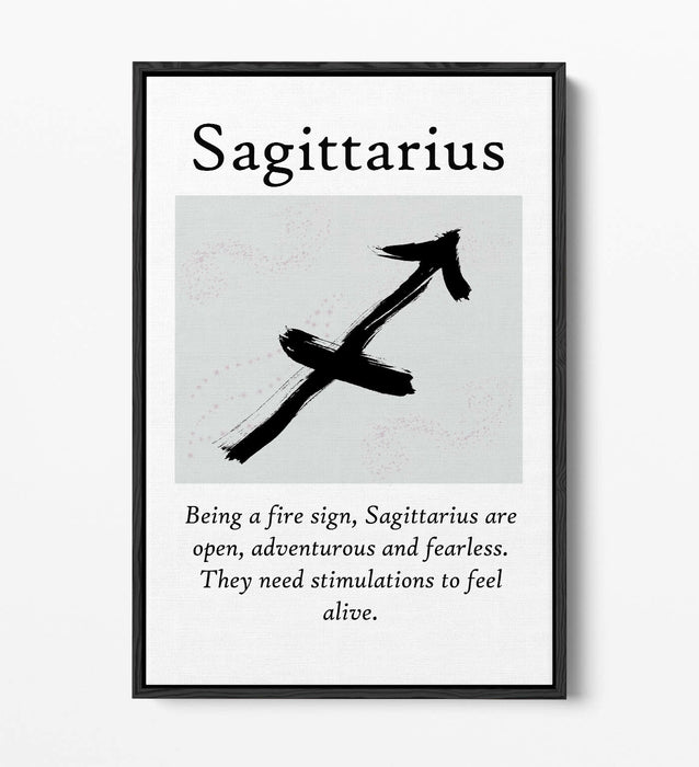 SAGITTARIUS STAR SIGN ZODIAC ASTROLOGY QUOTE -FLOAT EFFECT CANVAS WALL ART PRINT